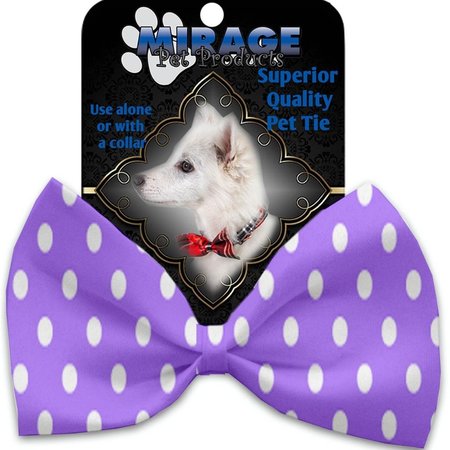 MIRAGE PET PRODUCTS Purple Polka Dots Pet Bow Tie Collar Accessory with Cloth Hook & Eye 1162-VBT